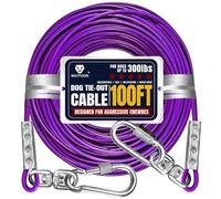 Tie Out Cable for Large Dog, 100ft Pet Runner for Yard, Heavy Duty Swivel Hooks Lead Holds Break Strength of 1000lbs, Steel Wire Dog Chain Leash Cable Yard, Camping(Purple)