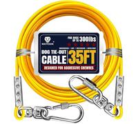 Tie Out Cable for Large Dog,Dog Runner for Yard, Dog Run Leash Heavy Duty Swivel Hooks Lead Holds break strength of 1000lbs, Steel Wire Dog Chain Dog Leash Cable for Yard (Yellow 35FT)