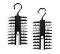 Tie Rack, 2 PCS Tie Hanger For Wardrobe X-Type Ties Organiser 360° Rotating Storage with Non-Slip Clips for Hanging Belts & Neckties (Black)