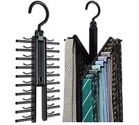Tie Rack Accessories Wardrobe Organizer Garter Belt Adjustable with Cross X Tie Rack Scarves Hook 20 Rows