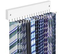 Tie Rack Belt Hanger Wall Mounted, Lomrsiul Non Slip 180 Degree Rotating Tie Organizer for Men Closet with 18 Hooks Closet Organizers and Storage for Tie Belt Necklace Purse Scarf Bag White 1 Pack