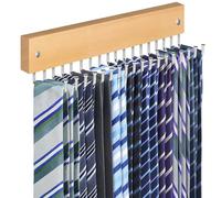 Tie Rack Belt Hanger Wall Mounted, Lomrsiul Non Slip 180 Degree Rotating Tie Organizer for Men Closet with 18 Hooks Closet Organizers and Storage for Tie Belt Necklace Purse Scarf Bag Natural 1 Pack