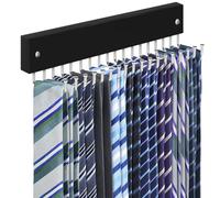 Tie Rack Belt Hanger Wall Mounted, Non Slip 180 Degree Rotating Tie Organizer for Men Closet with 18 Hooks Closet Organizers and Storage for Tie Belt Necklace Purse Scarf Bag Black 1 Pack