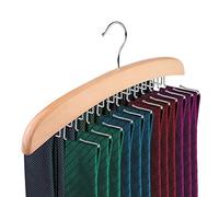 Tie Rack, Wooden Tie Hanger Single Hooks 24 Binding Natural Hanger Organizer Rack, Best Choice for Your Closet Organizer