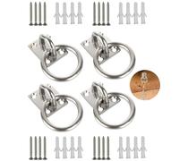 Tie Rings, 4Pcs Tie Rings for Horses Tie Ring on Plate for Equestrian Horse Stables Heavy Duty Steel Horse Tie Ring with Expansion for Dogs, Horses, Hay Nets, and Stable Ties, 30mm x 35mm