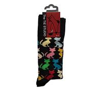 Tie Studio Coloured Cats on black Unisex Novelty Ankle Socks Adult Size 6-11
