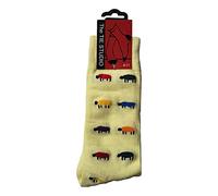 Tie Studio Colourful Sheep on Yellow Unisex Novelty Ankle Socks UK Adult Size 6-11