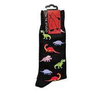Tie Studio Dinosaurs on Black Unisex Novelty Ankle Socks Adult Size 6-11