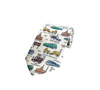 Tie Studio Polyester Tie - History of Trains on Black (TS1083) (White)