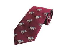 Tie Studio Polyester Tie - Horse & Jockeys on Deep Burgundy Microfibre (1108) (Burgundy)