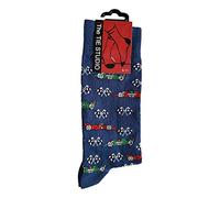 Tie Studio Racing Cars on Blue Unisex Novelty Ankle Socks Adult Size 6-11