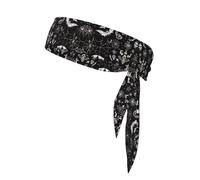 Tie Sweatband Headband for Men Headbands Sports Head Tie Moisture Wicking Sweatbands Athletic Stretchy Workout (Halloween Witchcraft Witch Pumpkin Spider Black)