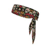 Tie Sweatband Headband Men Headbands Sports Head Tie Athletic Long Hair Band (Mexican Sugar Skulls)