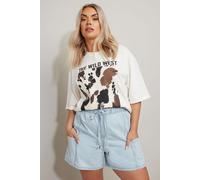 Tie Waist Denim Shorts Yours Light Blue 24