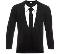 Tie With Collar Tuxedo Long Sleeve T-Shirt Men's Funny Gift Fun Party Tee Top