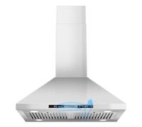 Tieasy 30" Island Range Hood 700 CFM Ceiling Mount Kitchen Vent Hood with Gesture/Touch Control, 3-Speed Fan & 4 LED Lights, Convertible Ductless/Duct, Stainless Steel Baffle Filters,Time Setting