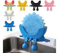 TIEBLU Sponge Holder for Kitchen Sink 3D Printed Sponge Holder Universal Fast Drying Drainage Bathroom Countertop Organizer Kitchen Sink Accessories Organizer Storage Utility Declutter Gadgets (Blue)