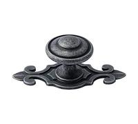 TIECA.HW 4Pcs Antique Pewter Top Ring Cabinet Knobs with Fleur de Lis Backplates, 1.21-Inch Diameter Antique Silver Rustic Dresser Drawer Pulls Handles Kitchen Bathroom Hardware, 2.92-in Length