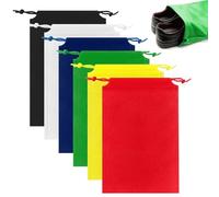 TIECHI 12Pcs Drawstring Shoe Bag, Portable Shoe Bags for Travel, Dust-Proof Medium Packing Cloth Bag, Non-Woven Storage Drawstring Bag for Toy Shoes Boots High Heel Socks (6 Colours)