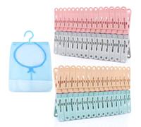 TIECHI 60PCS Pegs for Washing Line with Peg Bag, 4 Colors Washing Line Pegs, Plastic Laundry Clips for Indoor Outdoor Drying, Home Garden Essential