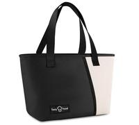 TIECHI Insulated Lunch Bag for Kids Adults, Leakproof Wide-Open Lunch Tote Bag with Front Pocket, Reusable Cool Bag Lunch Box Bag for Work School Beach Picnic (Black)