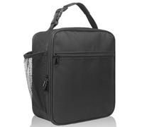 TIECHI Insulated Lunch Bag with Side Mesh Pocket, Thermal Packed Lunch Box for Adults/Kids/Men/Women, Water-Resistant Leakproof Cool Bag for Work/School/Picnic/Outdoor(Black)