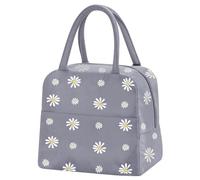 TIECHI Small Insulated Lunch Bags for Women Work School Kids Students Sandwich Food Packed Lunch Bag Tote Cool Bag Reusable Foil Fabric Picnic Lunch Box Organizer (Gray Blue)