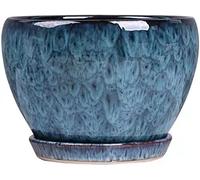 TIECHUINIUB Blue Flower Pot Indoor Succulent Planter Extra Large Living Room with Drain Hole Bonsai Pot Enamel Flower Container with L
