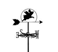 TIECHUINIUB Flying Pig Weathervanes, Stainless Steel Weather Vane Wind Direction Indicator Durable Measuring Tool for Outdoor Garden Roof Paddock Decoration,Bronze,Flying Pig-Black||Flying Pig