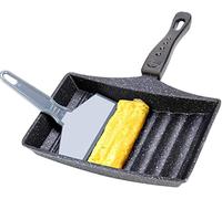 TIECHUINIUB Tamagoyaki Frying Pan Non-Stick Fry Egg Pan Wave Bottom Maifanite Stone Egg Roll Pan, for Omelette, Japanese Snacks,Black