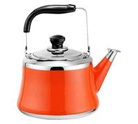 TIECHUINIUB Whistling Gas Kettle304 Stainless Steel Light Weight Induction Cooker Kettle with Traditional Retro Spout for Hob or Stove Top Coffee Pot Teapot-Orange||3L