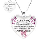 Tied By Love A True Friend Best Friends Stainless Steel Necklace Heart-Shaped Keepsake Pendant Butterfly Theme Gift For BFF Bestie Best Friend Friendship For Birthday Friendship Day