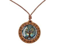 Tied By Love Boho Spiritual Tree Of Life Wooden Pendant Necklace Men's Women's Jewellery Adjustable Rope Chain Punk Boho Neckwear Jewellery Unisex Gift 45cm - 86cm Faux Leather Chain