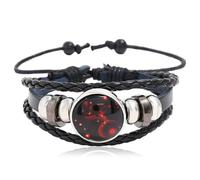 Tied By Love Constellation Zodiac Leather Adjustable Bracelet Braided Celestial Wristband Glass Charm Fantasy Horoscope Astrology Aries Taurus Unisex Jewellery for Girls Boys Women Men (Cancer)