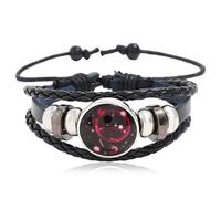 Tied By Love Constellation Zodiac Leather Adjustable Bracelet Braided Celestial Wristband Glass Charm Fantasy Horoscope Astrology Aries Taurus Unisex Jewellery for Girls Boys Women Men (Scorpio)