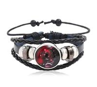 Tied By Love Constellation Zodiac Leather Adjustable Bracelet Braided Celestial Wristband Glass Charm Fantasy Horoscope Astrology Aries Taurus Unisex Jewellery for Girls Boys Women Men (Virgo)