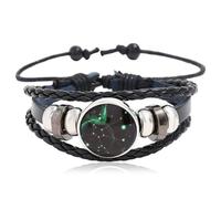 Tied By Love Constellation Zodiac Leather Adjustable Bracelet Braided Celestial Wristband Glass Charm Fantasy Horoscope Astrology Aries Taurus Unisex Jewellery for Girls Boys Women Men (Sagittarius)