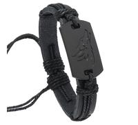 Tied By Love Howling Wolf PU Leather Braided Bracelet Punk Gothic Adjustable Wristband with Wolf Howl Charm Steampunk Boho Unisex Bracelet for Men & Women (Black)