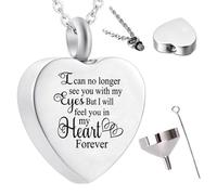Tied By Love I Can No Longer See You With My Eyes, But I Will Feel You In My Heart Forever Cremation Urn Necklace Pendant Ashes Memorial Locket Keepsake in Stainless Steel For Mum Dad Sister Grandma