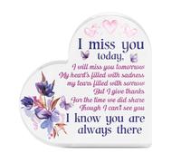 Tied By Love I Know You Are Always There Memorial Heart-Shaped Block Acrylic Plaque Gift Free-Standing Sign Keepsake Floral Display Gifts For Loss Of Loved One Bereavement Sympathy Remembrance