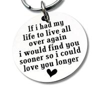 Tied By Love If I Had My Life To Live Over Again Keyring Partner Couples Valentine's Day Keychain Gift Bag Charm Jewellery Birthday Gift Keyrings Key Chain Unisex Valentine Key Ring
