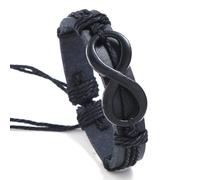 Tied By Love Infinity Symbol PU Leather Braided Bracelet Punk Gothic Adjustable Wristband with Infinity Charm Steampunk Boho Unisex Bracelet for Men & Women (Black)