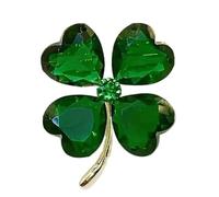 Tied By Love Lucky Clover Leaf Irish Brooch Green Shamrock Four Leaf Clover For Women Crystal Pin St. Patrick's Day Blouse Dress Coat Scarf Brooch Gift For Mum Grandma Aunt 2.8 x 3.4cm