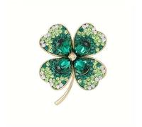 Tied By Love Lucky Clover Leaf Irish Brooch, Light Green Shamrock Rhinestone Crystals Four Leaf Clover Crystal For Women 3.5 x 4cm