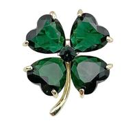 Tied By Love Lucky Clover Leaf Irish Brooch, Small Green Shamrock Rhinestone Four Leaf Clover Crystal For Women 2.7 x 3.1cm