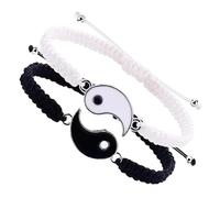 Tied By Love Matching Yin and Yang Adjustable Rope Bracelets for Best Friends Couples Partners Boyfriends Girlfriends Valentine's Day Gifts