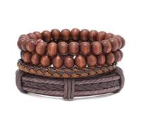 Tied By Love PU Leather Ethnic Boho 4-Piece Simple Set Adjustable Bracelets in Brown Bohemian Gothic Steampunk Wristband Unisex Fashion Jewellery Gift
