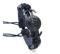 Tied By Love Skull PU Leather Braided Bracelet Punk Gothic Adjustable Wristband with Skull Charm Steampunk Boho Unisex Bracelet for Men & Women (Black)