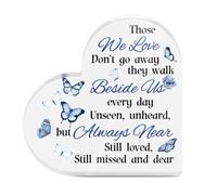 Tied By Love Those We Love Don't Go Away Memorial Heart-Shaped Block Acrylic Plaque Gift Free-Standing Sign Keepsake Butterfly Display Gifts For Loss Of Loved One Bereavement Sympathy Remembrance