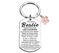 Tied By Love To My Bestie Keyring Engraved Keychain Gift For Best Friend Bestie BFF Keyring Bag Flower Charm Jewellery Birthday Valentine's Day Friendship Day Keyrings Key Chain Unisex Key Ring